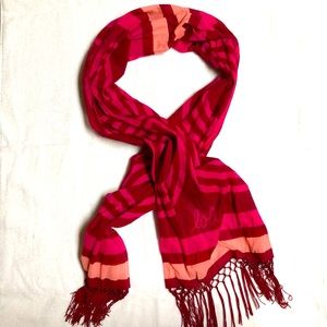 Lole Womens pink geometric print fringe trim scarf